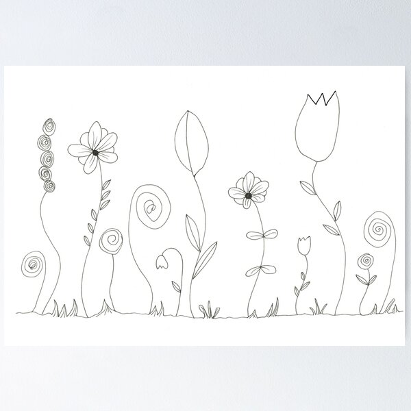 Item preview, Monochrome black and white cute flower garden designed and sold by Sharon  Lacy.