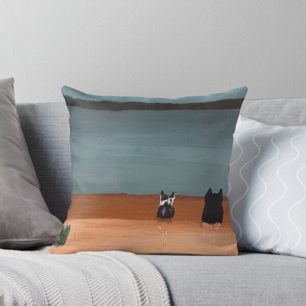 Item preview, Two cats on the beach of a lake or ocean designed and sold by catladyjoy.