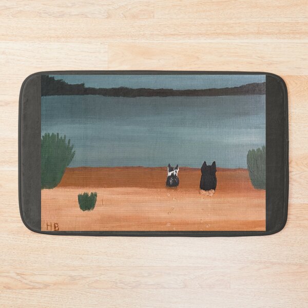 Item preview, Two cats on the beach of a lake or ocean designed and sold by catladyjoy.