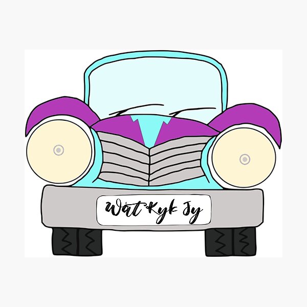 Item preview, Afrikaans, Old Car Blue and Purple Afrikaans wat kyk jy designed and sold by Hypnotees.
