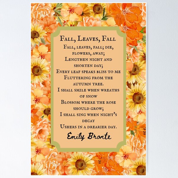 Item preview, Fall Leaves Fall by Emily Bronte, Autumn Fall Poem Quote, First Stanza designed and sold by CultandObscure.