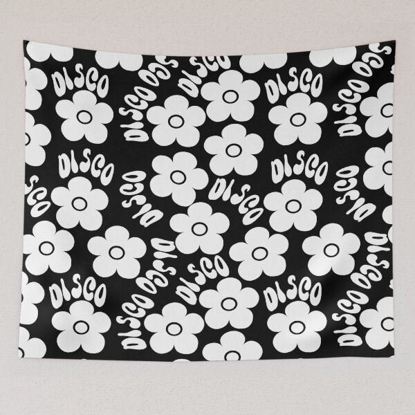 Item preview, Black And White Disco 70s Retro Flowers designed and sold by SunnyBrand.