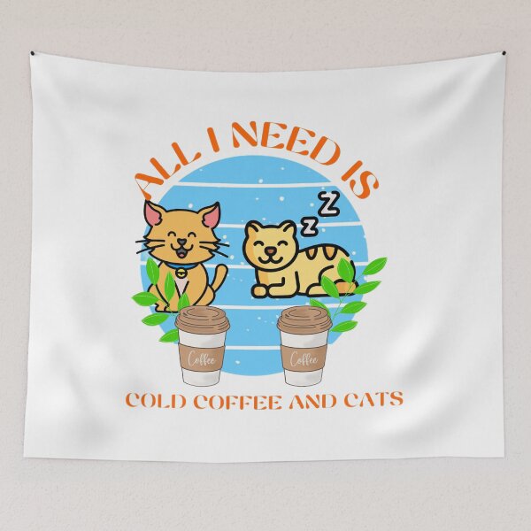 Item preview, all i need is cats and cold coffee, coffee lovers, cats lovers designed and sold by Trucker10.