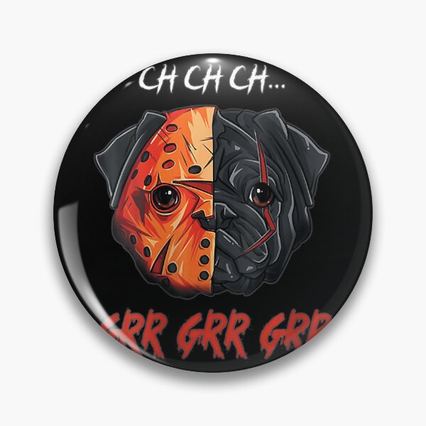 Item preview, Womens Ch ch ch Grr Grr Grr Halloween Sacry Pug Horror Dog V-Neck designed and sold by MarkMille76.