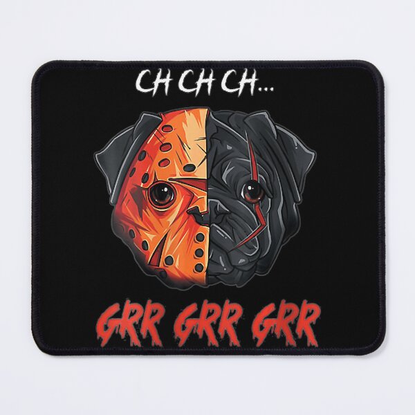 Item preview, Womens Ch ch ch Grr Grr Grr Halloween Sacry Pug Horror Dog V-Neck designed and sold by MarkMille76.