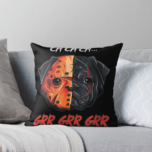 Item preview, Womens Ch ch ch Grr Grr Grr Halloween Sacry Pug Horror Dog V-Neck designed and sold by MarkMille76.