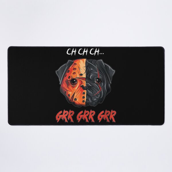 Item preview, Womens Ch ch ch Grr Grr Grr Halloween Sacry Pug Horror Dog V-Neck designed and sold by MarkMille76.