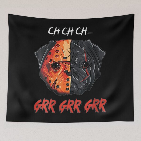 Item preview, Womens Ch ch ch Grr Grr Grr Halloween Sacry Pug Horror Dog V-Neck designed and sold by MarkMille76.