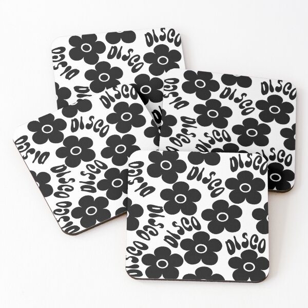 Item preview, Flores retro de los años 70 de Groovy Disco en blanco y negro designed and sold by SunnyBrand.