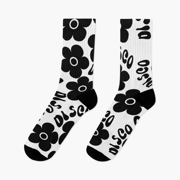 Item preview, White And Black Groovy Disco 70s Retro Flowers designed and sold by SunnyBrand.