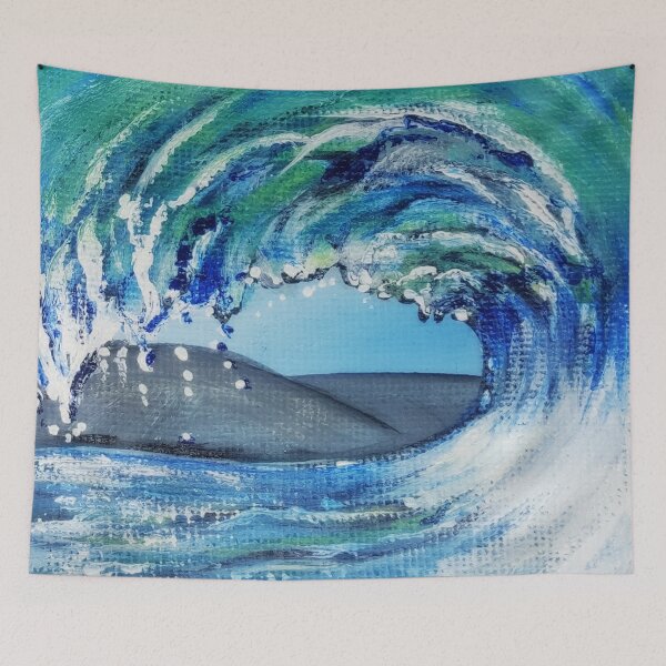 Item preview, Painting Wave Overthrow, an enchanting painting of a wave with green & blue colors designed and sold by Anke Franikowski.