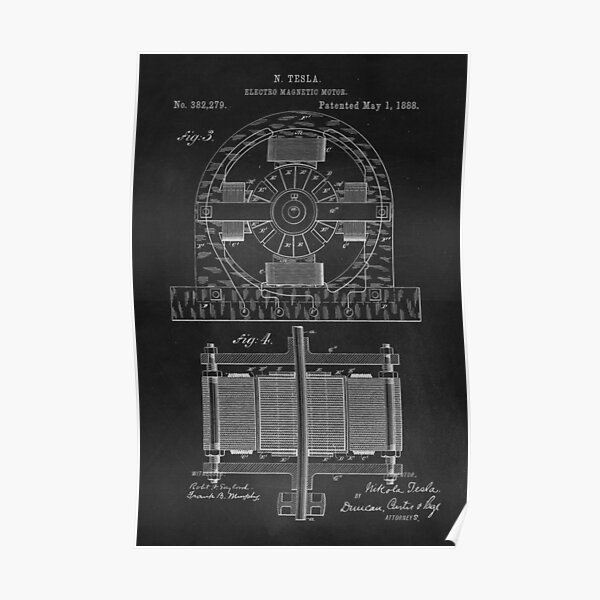 Tesla Coil Patent Art Poster