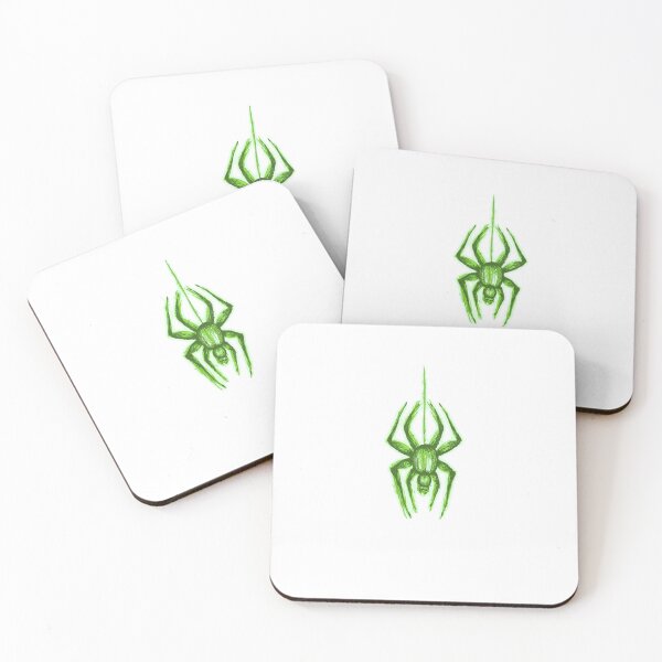 Item preview, Hanging from a web | green spider | cartoon designed and sold by LAUZ-PRINTZ.