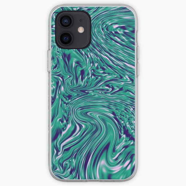 Liquid ocean - trippy turquoise liquify seamess pattern iPhone Soft Case