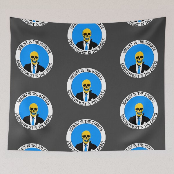Artikelvorschau, Nihilist In The Streets, Existentialist In The Sheets Pop Art Skull entworfen und verkauft von PVSKI.