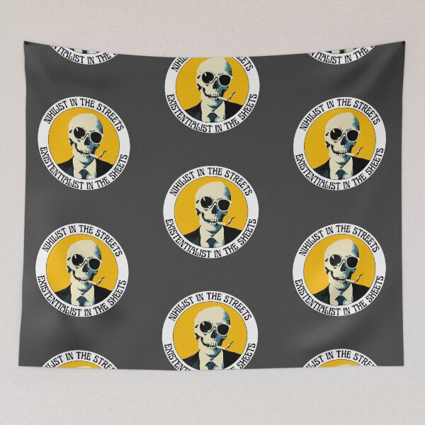 Artikelvorschau, Nihilist In The Streets, Existentialist In The Sheets Pop Art Skull entworfen und verkauft von PVSKI.