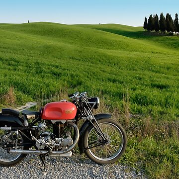 Gilera Otto Bulloni Milano-Taranto at a Cypress forest in Tuscany Pin  for Sale by FrankKletschkus