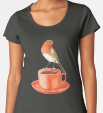 coffee loving robin bird Women's Premium T-Shirt