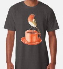 coffee loving robin bird Long T-Shirt