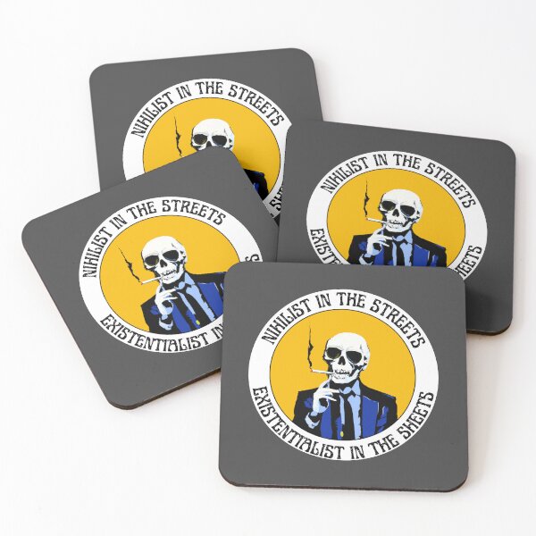 Artikelvorschau, Nihilist auf der Straße, Existenzialist im Bettlaken, Pop-Art-Totenkopf entworfen und verkauft von PVSKI.
