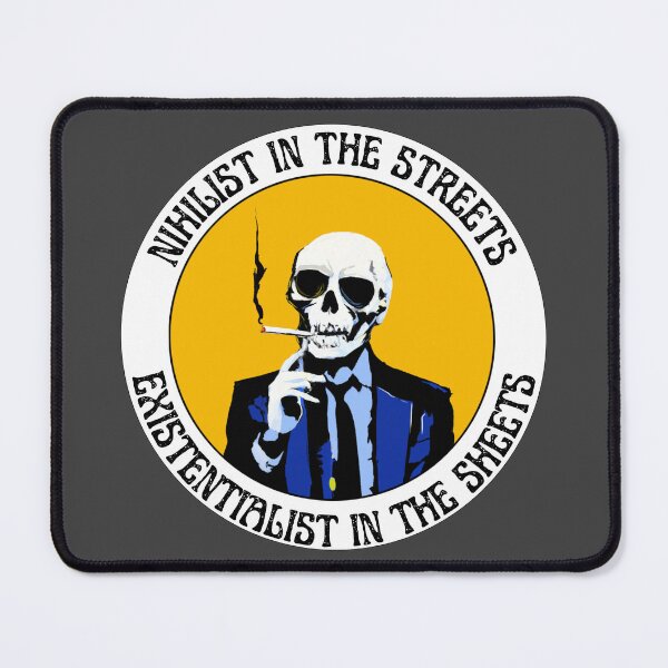 Artikelvorschau, Nihilist auf der Straße, Existenzialist im Bettlaken, Pop-Art-Totenkopf entworfen und verkauft von PVSKI.