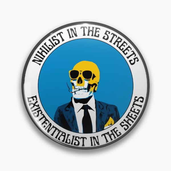 Artikelvorschau, Nihilist In The Streets, Existentialist In The Sheets Pop Art Skull entworfen und verkauft von PVSKI.