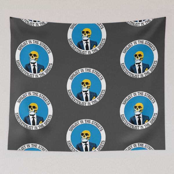 Artikelvorschau, Nihilist In The Streets, Existentialist In The Sheets Pop Art Skull entworfen und verkauft von PVSKI.