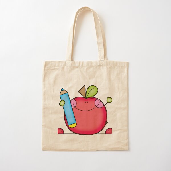 Apple with Pencil Cotton Tote Bag
