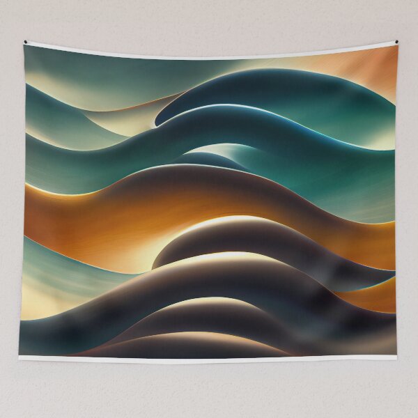 Item preview, Wavy Patterns Dark Brown and Teal  - Created by A.I. designed and sold by Created-by-AI.