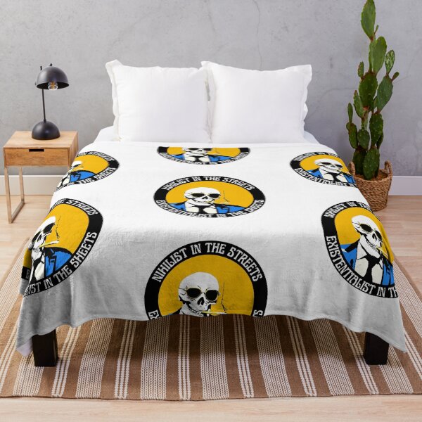 Artikelvorschau, Nihilist In The Streets, Existentialist In The Sheets Pop Art Skull entworfen und verkauft von PVSKI.