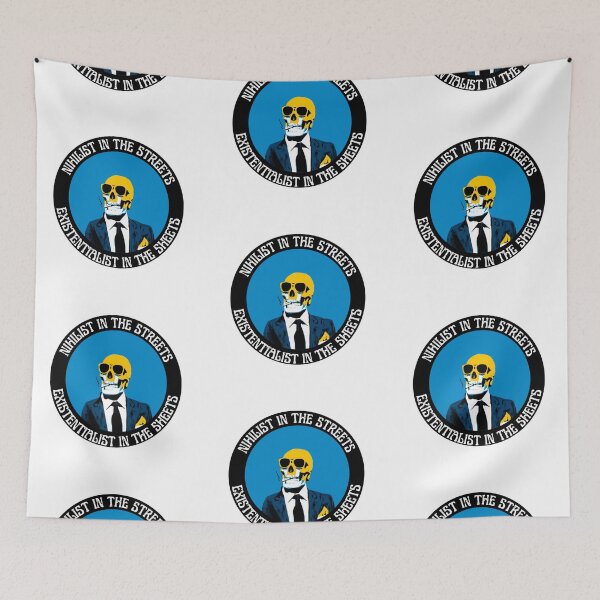 Artikelvorschau, Nihilist In The Streets, Existentialist In The Sheets Pop Art Skull entworfen und verkauft von PVSKI.