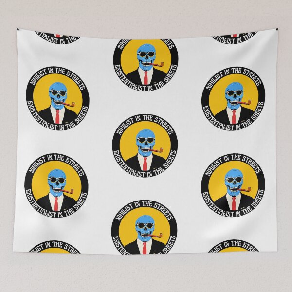 Artikelvorschau, Nihilist In The Streets, Existentialist In The Sheets Pop Art Skull entworfen und verkauft von PVSKI.