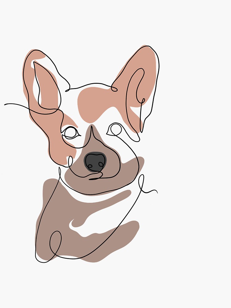 "Continuous one line drawing of dog in minimal modern style." Sticker