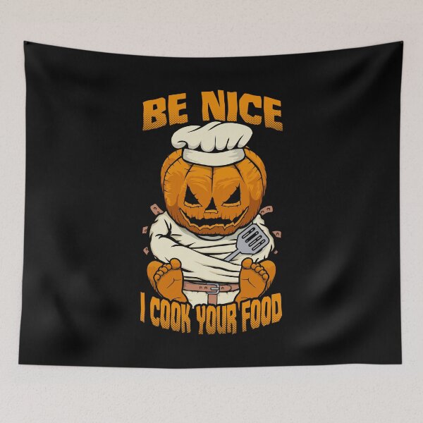 Item preview, Be Nice I Cook Your Food Halloween Scary Chef Cook Pumpkin designed and sold by GrandeDuc.