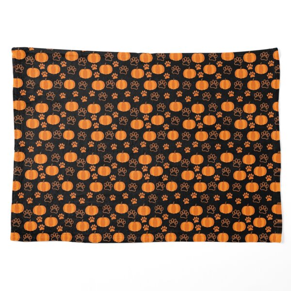 Pumpkins and Paws - Orange on Black - for Dog Halloween Pet Blanket