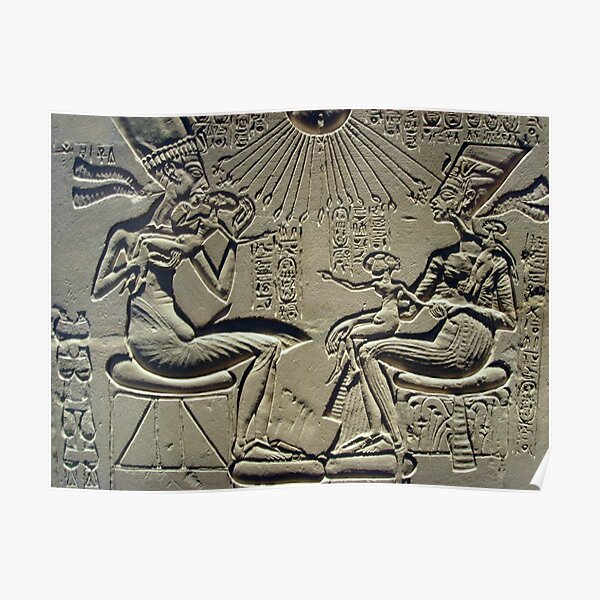 Akhenaten, Nefertiti and their children, Egypt, Egyptian. Poster