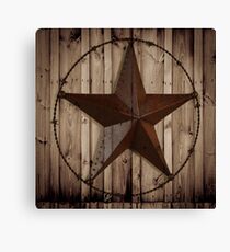 primitive western country barn wood grunge texas star Canvas Print