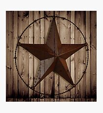 primitive western country barn wood grunge texas star Photographic Print