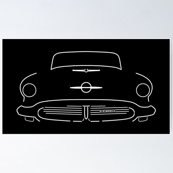 Item preview, Oldsmobile Starfire 1956 American classic car outline graphic (white) designed and sold by soitwouldseem.