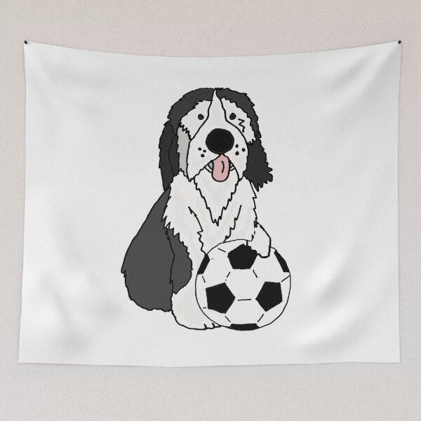 Item preview, Funny Bearded Collie Playing Football Art designed and sold by Nature's Fancy.