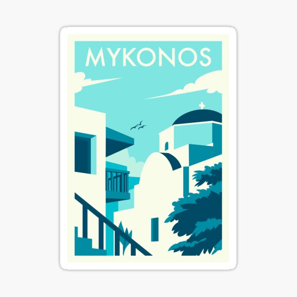 Item preview, Greek Aegean Island of Mykonos Poster designed and sold by Happy Puppy Print On Demand.