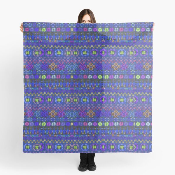 Aperçu de l'œuvre Broderie palestinienne multicolore en bleu créée et vendue par muniralawi.