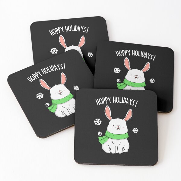 Item preview, Hoppy Holidays Funny Christmas Rabbit Puns (Dark BG) designed and sold by punnybone.