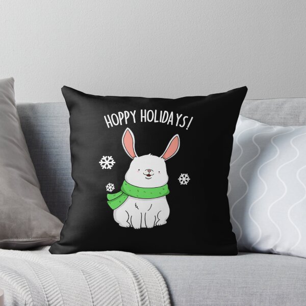 Item preview, Hoppy Holidays Funny Christmas Rabbit Puns (Dark BG) designed and sold by punnybone.