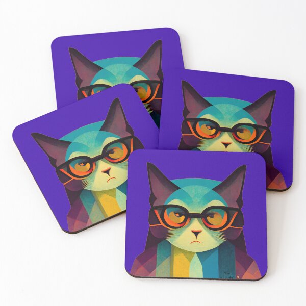 Item preview, Minimalist cat nerd  designed and sold by hamptidampti.