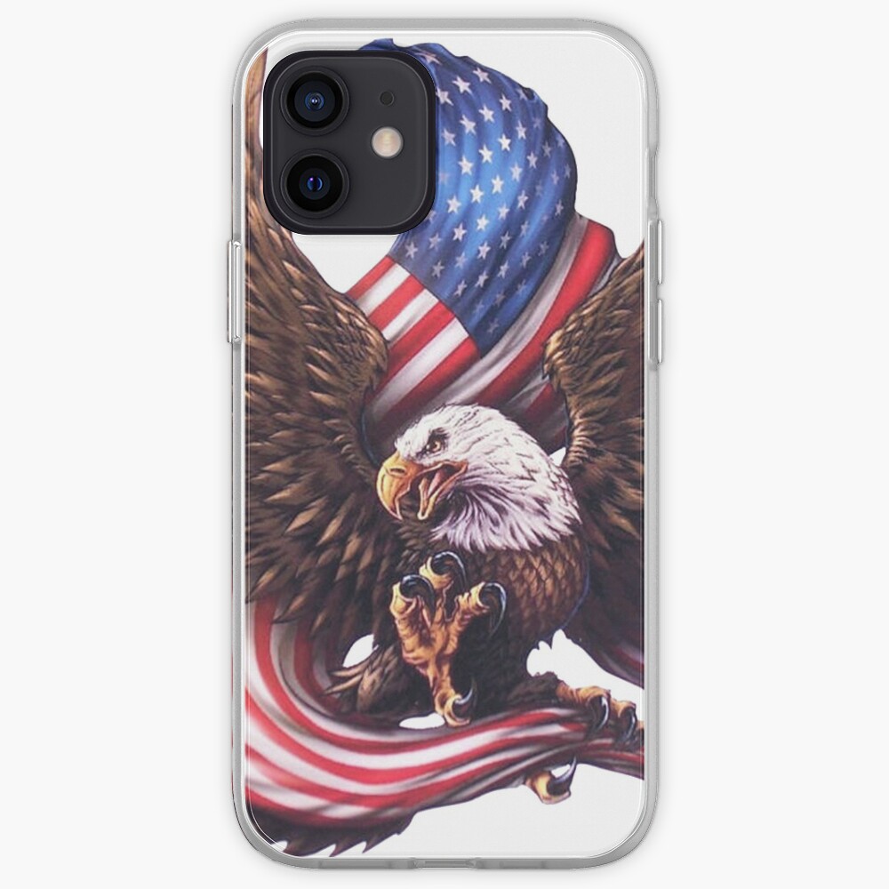 "USA Flag Bald Eagle American Flag" iPhone Case & Cover by JiiGee
