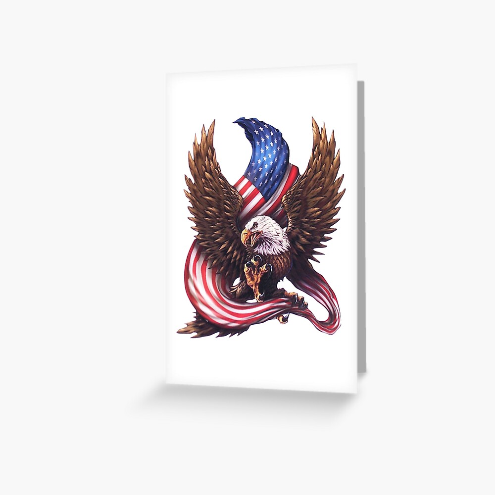 Pack of 12 Eagle Landing on US Flag Memorial Day gc_212757_2 6 x 6 Inches 3dRose Greeting Cards