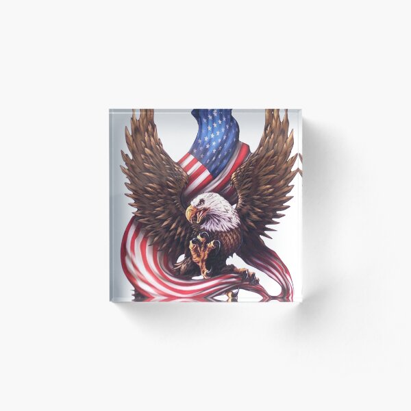 USA Flag Bald Eagle American Flag Acrylic Block