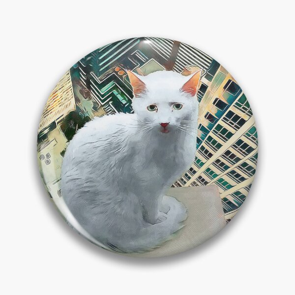 Item preview, White cat Rooftopping portrait designed and sold by Federico Pagnani.
