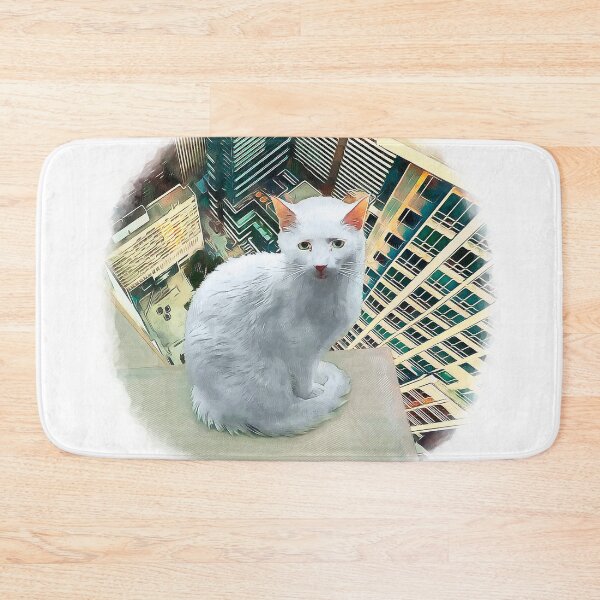 Item preview, White cat Rooftopping portrait designed and sold by Federico Pagnani.